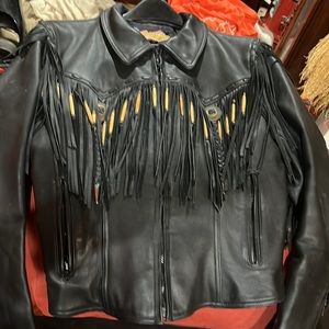 SALE*SALE! EasyRiders women’s Biker Jacket Genuine leather, bone & fringe!